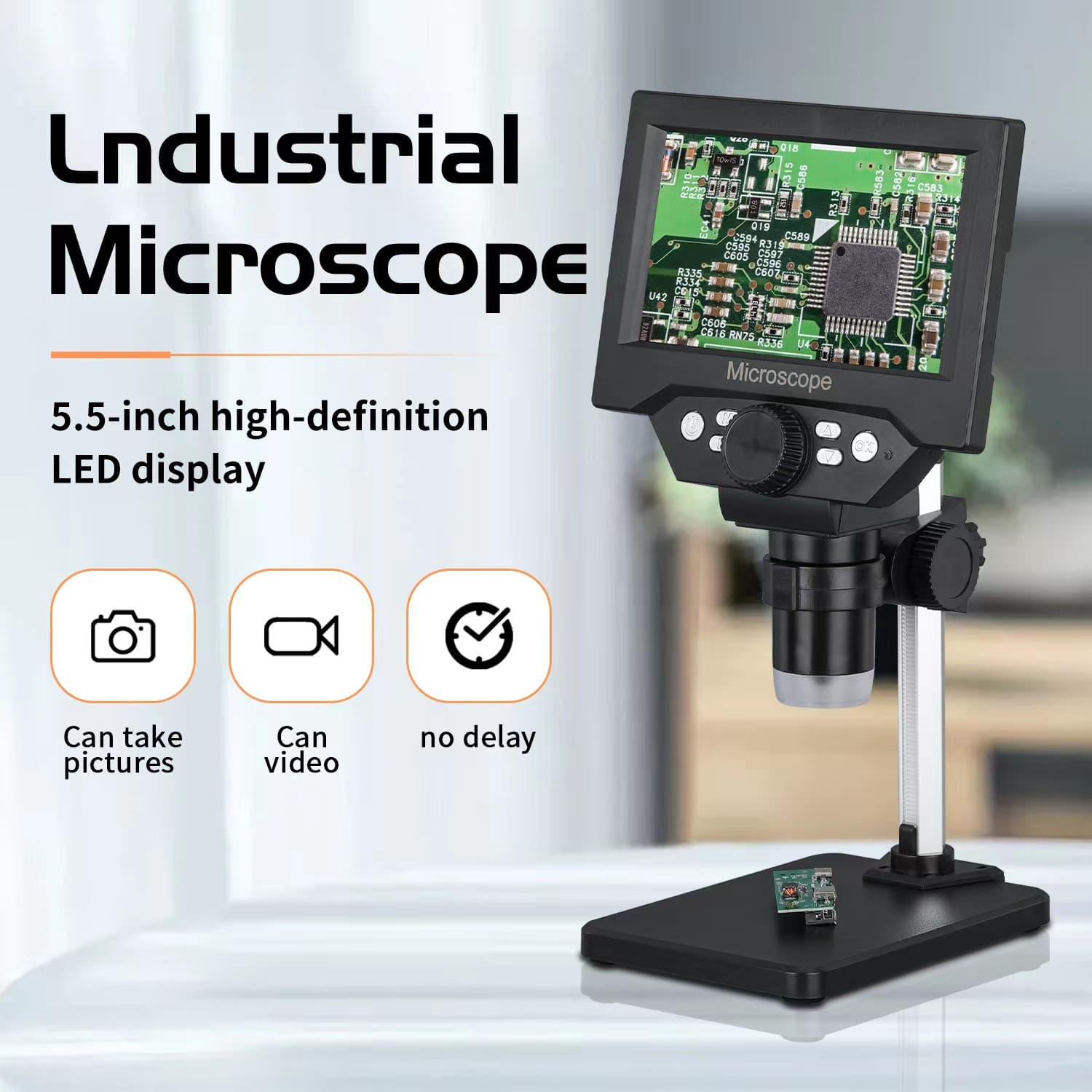 Digital LCD Professional Microscope 1000x Magnification 5.5 Inch Zoom Stereo Microscope Camera Industrial Application