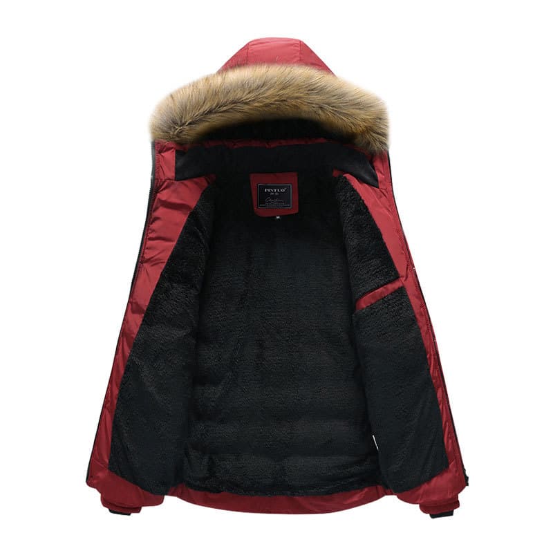 In Stock Winter Warm Short Cotton Coat Men's 2026 New Fleece Lined Thick Big Fur Collar Cotton Padded Jacket Wholesale Outerwear Men