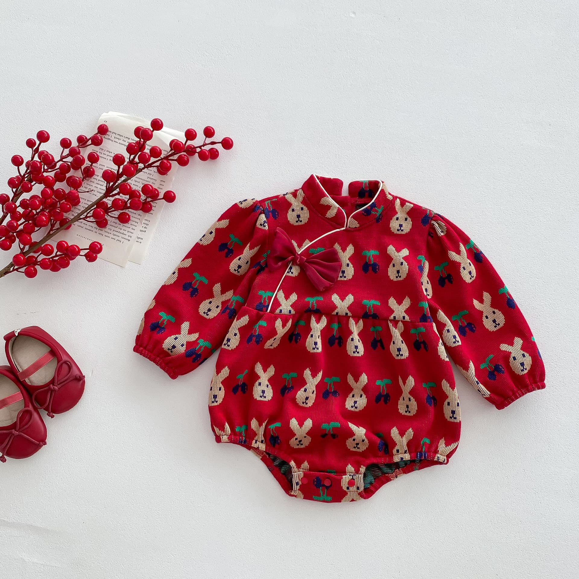 Baby Romper Suit Cotton Traditional Chinese Cheongsam Clothing for 1 Month 1 Year Old Baby Boy Girl Winter Autumn Spring Wear