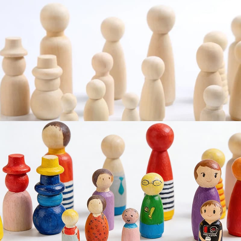 Cross-border white embryo wooden puppet DIY graffiti wooden man ornaments children's painted cross-border DIY wooden crafts