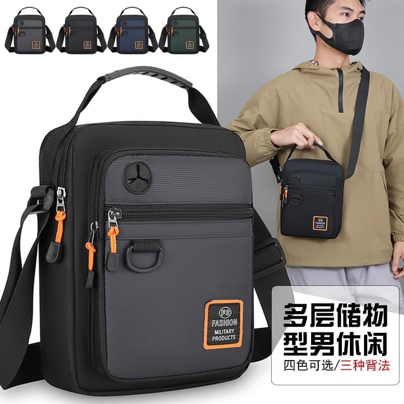 New style men's handbag for export, simple design, trendy and casual, large capacity, shoulder bag with multiple compartments, versatile crossbody bag.