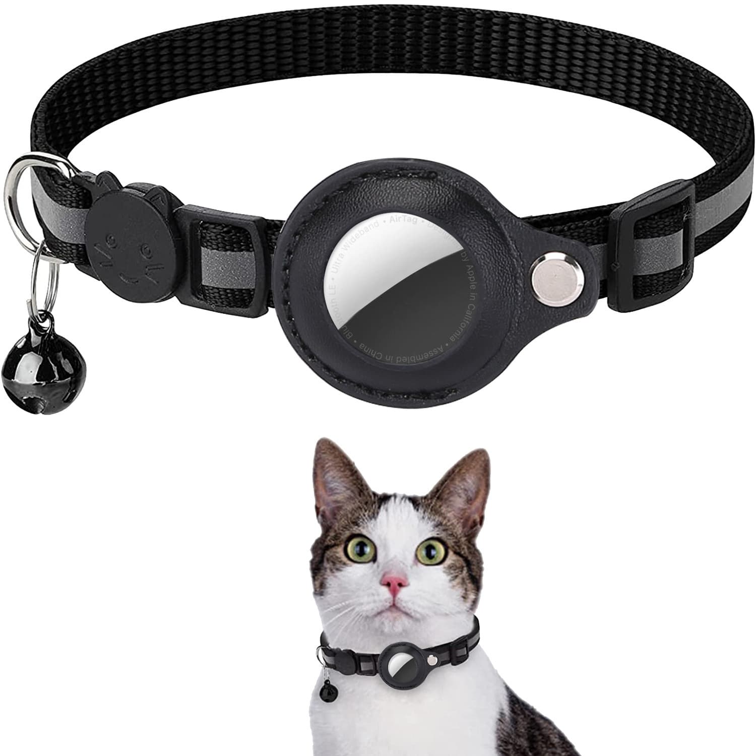 New Patent Pet Airtag Cat Collar Anti-Loss Locatable Tracking Reflective Bell Kitten Neck Collar
