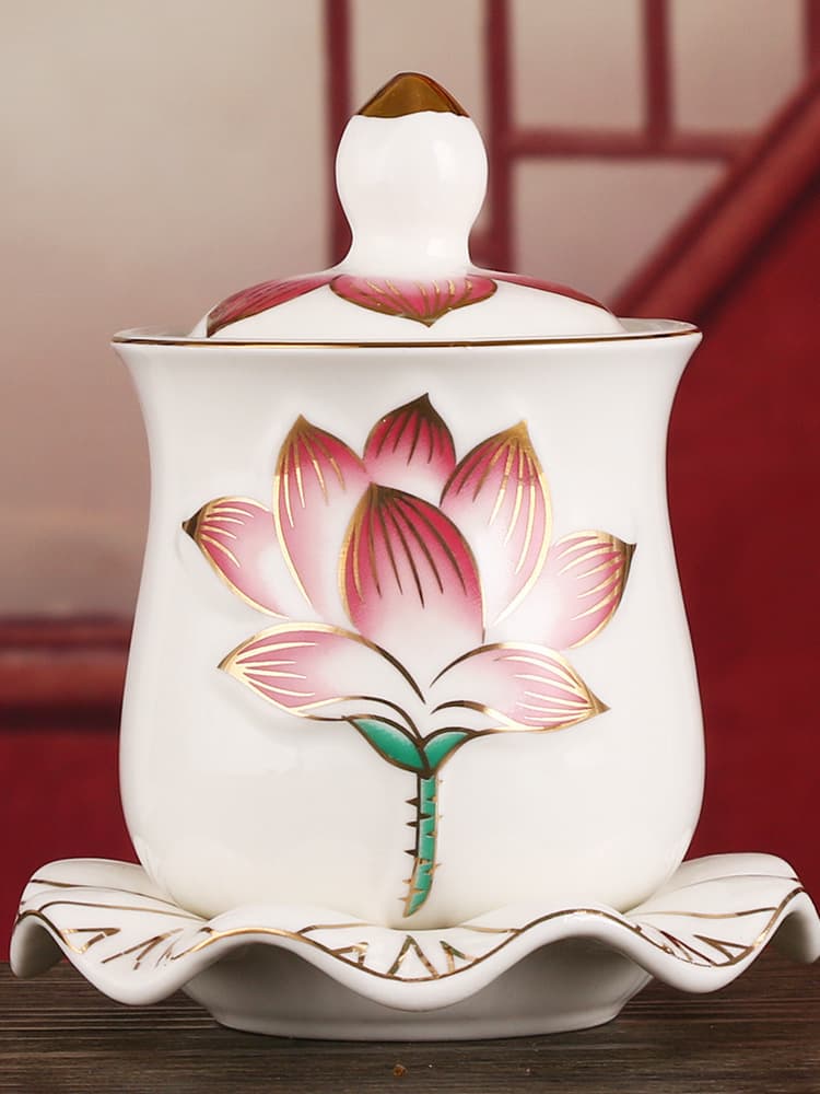 Water supply cup, Buddha cup, Buddha cup, Great Compassion water tribute cup, household ceramic Guanyin cup, small wine cup, yellow sunlight cup