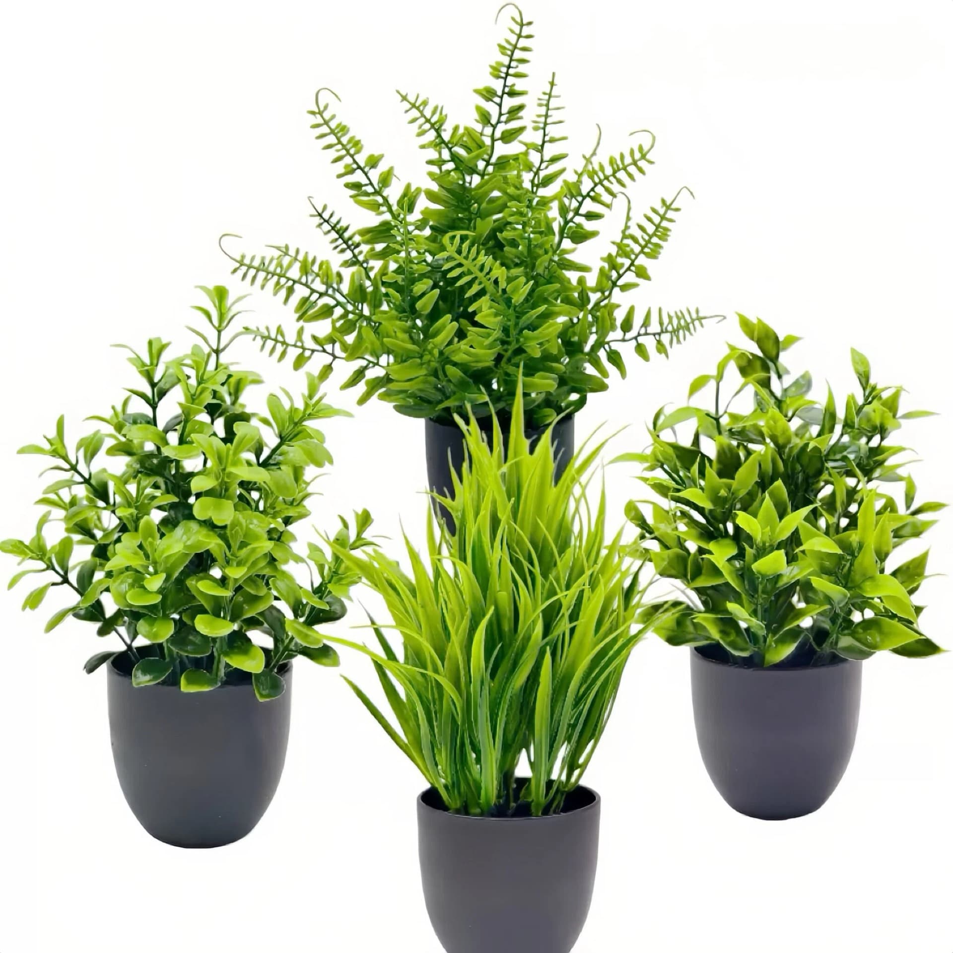 Cross-border wholesale simulated small potted ornaments plastic artificial flowers indoor and outdoor decoration fake green plants small bonsai 4-piece set