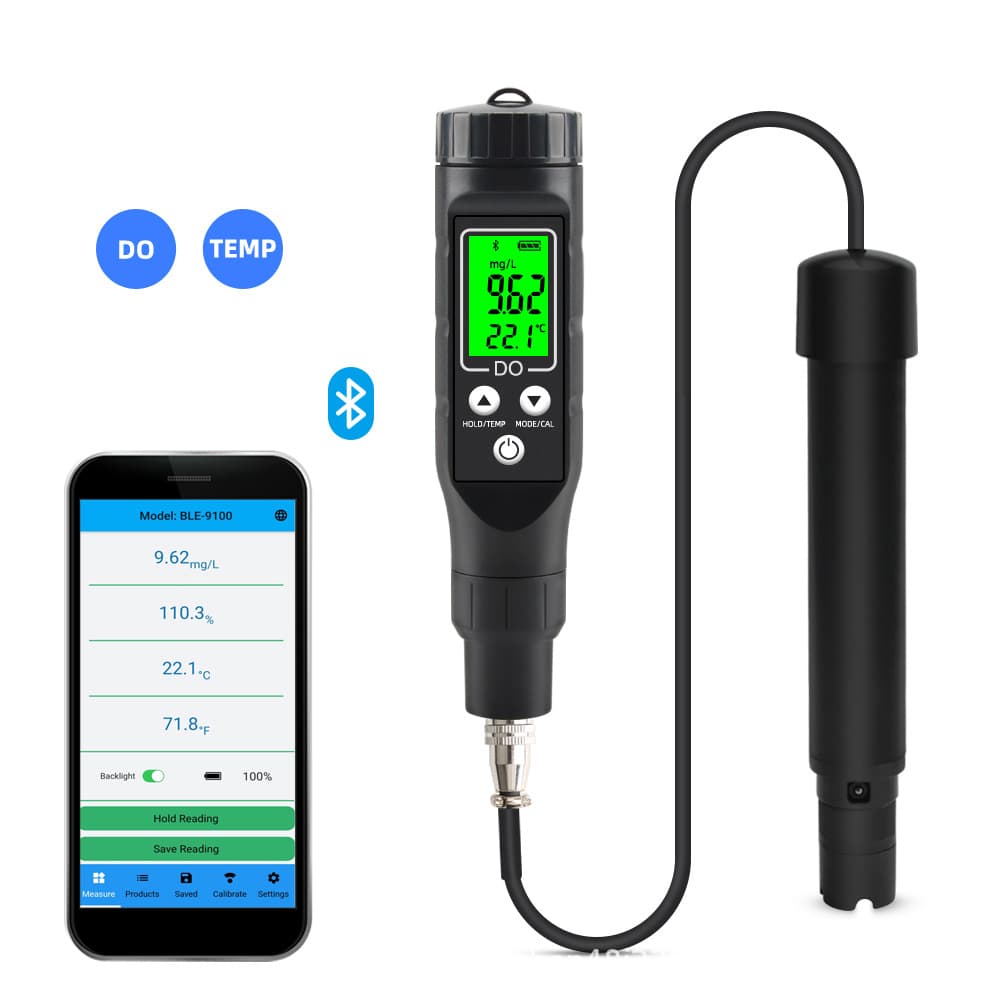 Smart Bluetooth Portable Dissolved Oxygen Tester 0.0-30.0 mg/L for Aquaculture and Fish Pond Water Quality Testing Pen