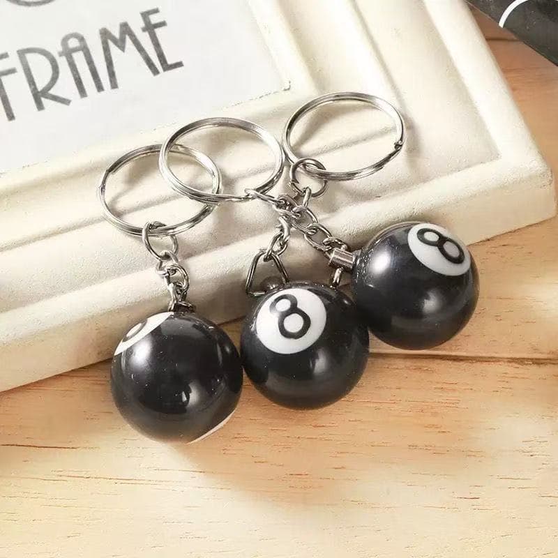 Personalized creative simulation billiards keychain billiards jewelry pendant billiards pendant black eight key pendant gift