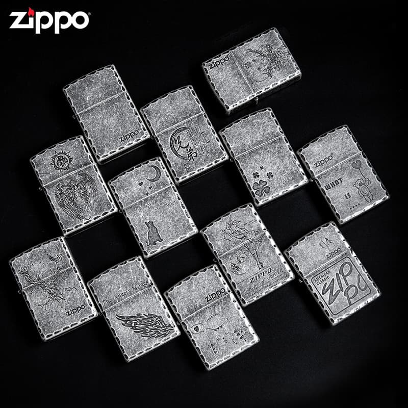 Official Zippo Lighter Genuine Ancient Silver Bite Edge Original Retro Ancient Silver Old 121Fb Clear Model
