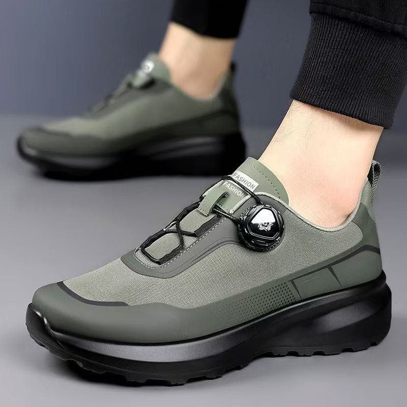 Men's shoes spring outdoor hiking non-slip breathable all-black commuter shoes rotating button casual shoes trendy outdoor hiking