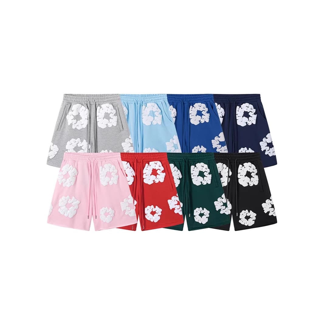 High version DENIM TEARS European and American fashion brand high street Kanye Kapok foam American style casual shorts