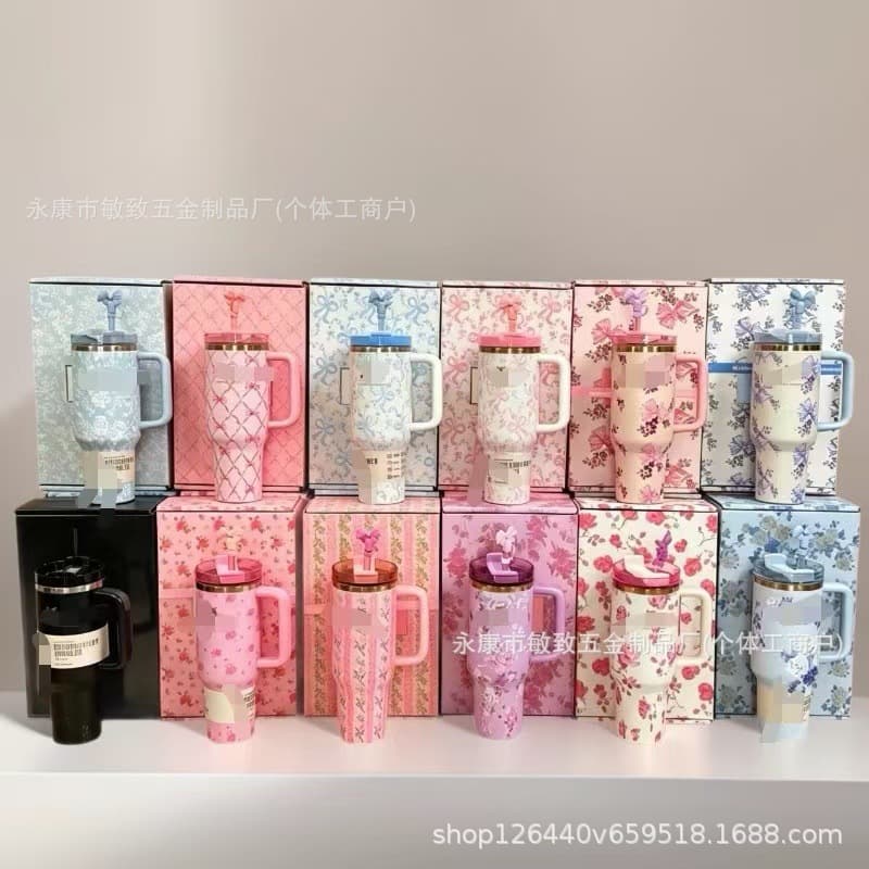 New 40oz Gift Box Insulated Cup 304 Stainless Steel Floral World Cup Collaboration Business Gift Water Cup