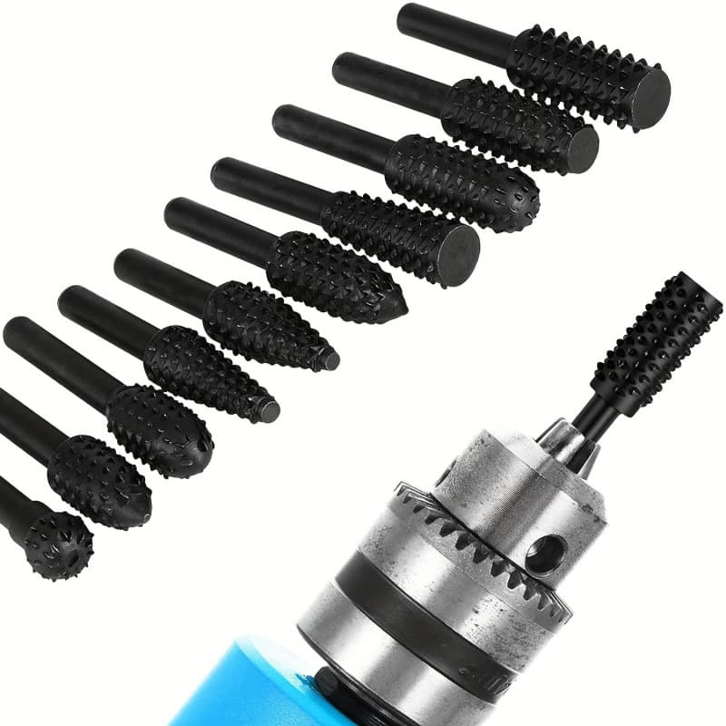 10-piece set of wood carving knife, embossed rotary file, woodworking file, sanding head, woodworking special-shaped rotary file