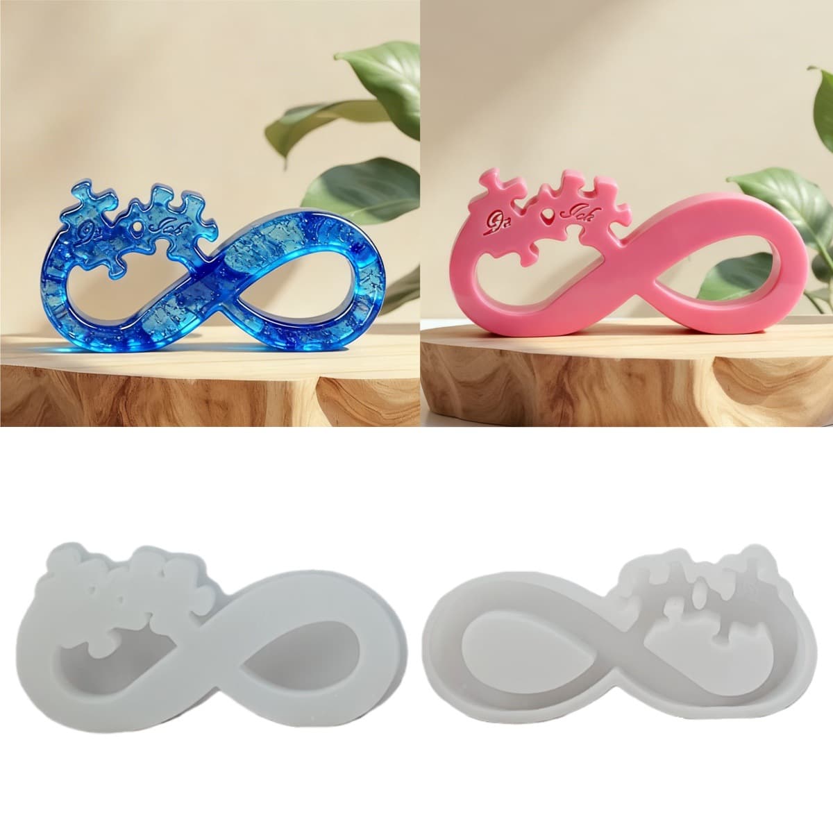S2458 Puzzle Infinity Symbol Decorative Cement Gypsum Mold DIY Silicone Mold