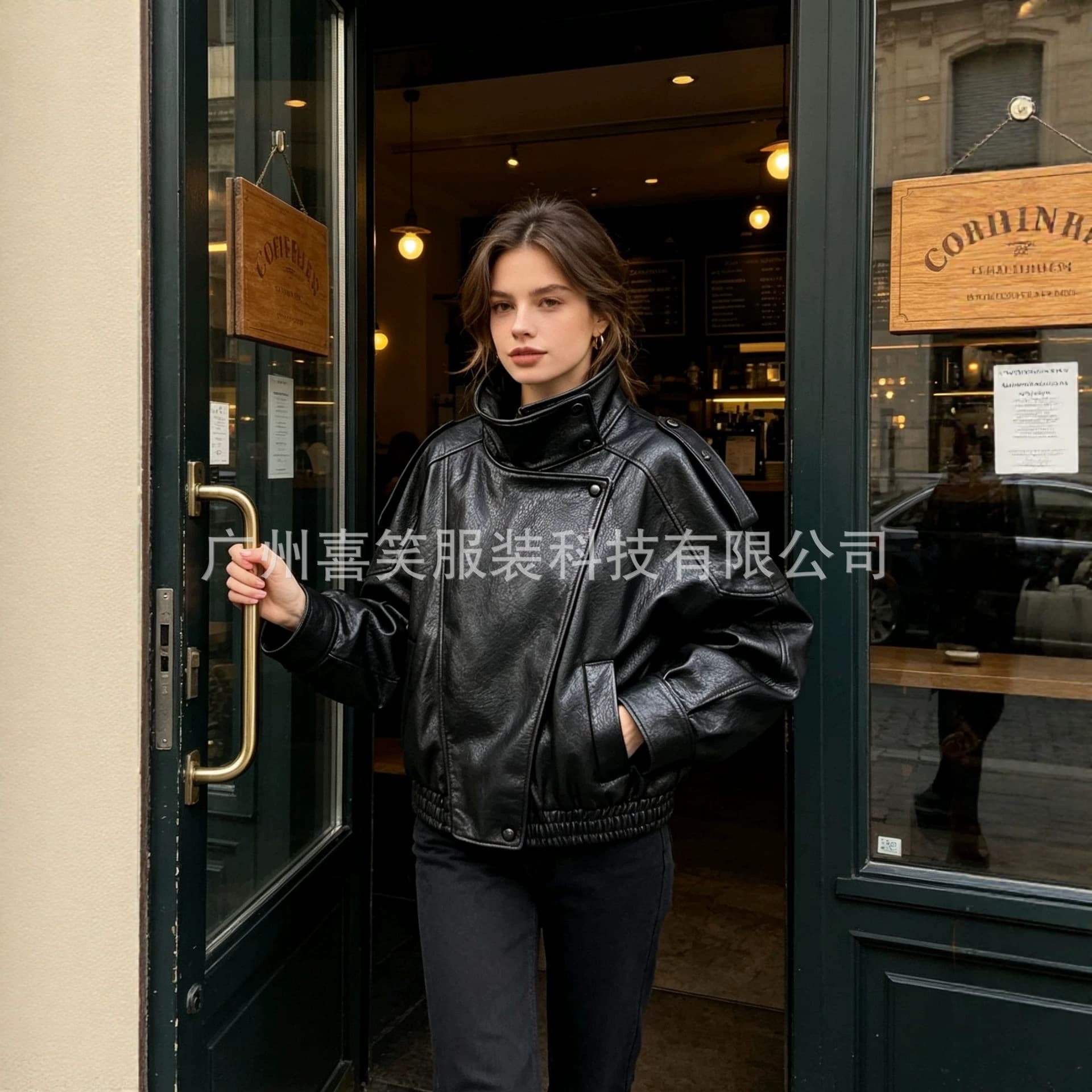 2026 Cross-Border New Women's Jacket Hot Selling Export European American Style Retro Motorcycle Leather Jacket Stand Collar Leather Coat