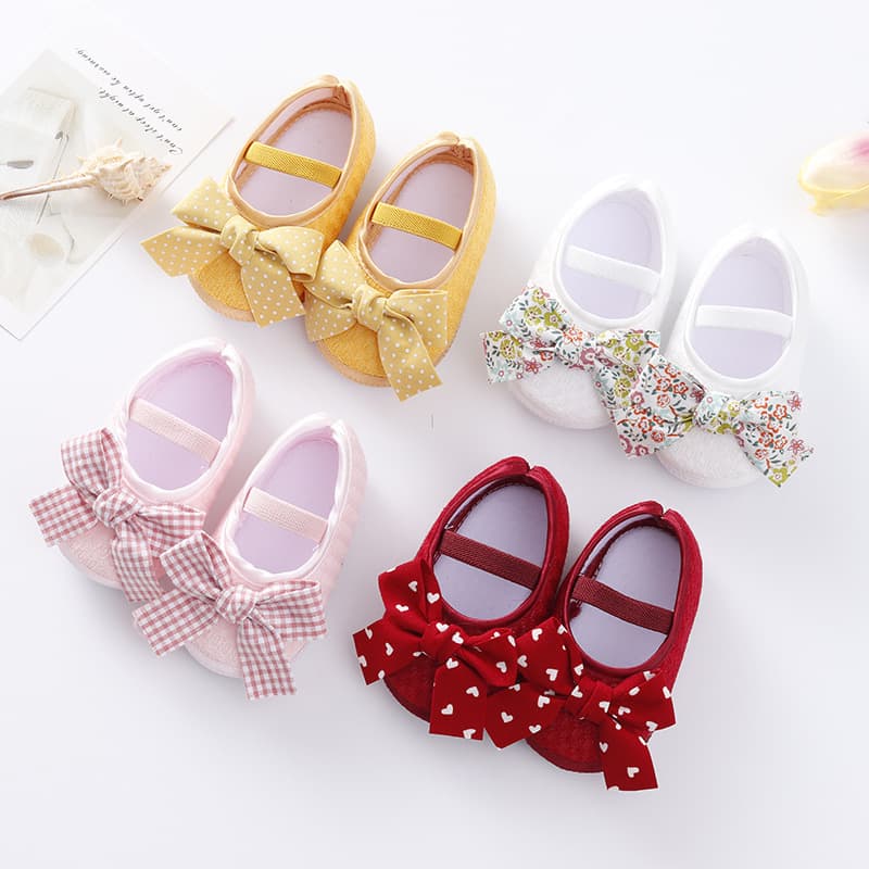 2022 New Princess Shoes Baby 0-3-6-10 Months Infant Shoes Bow Single Soft Sole Walking