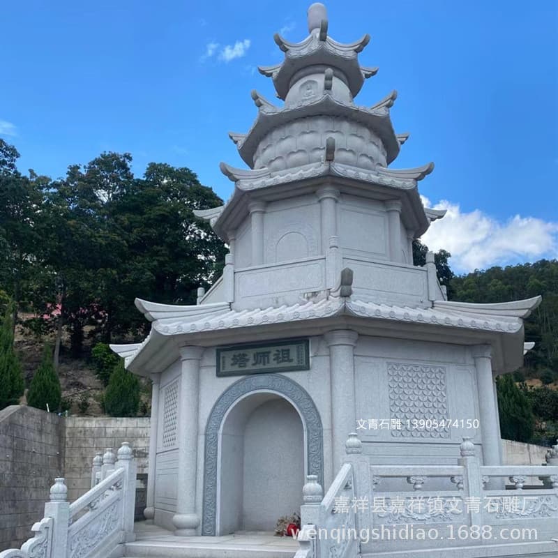 Custom Temple Stone Pagoda, Multi-layer Stone Carved Stupa, Wealth God Hall, Enlarged Land Temple Stone House