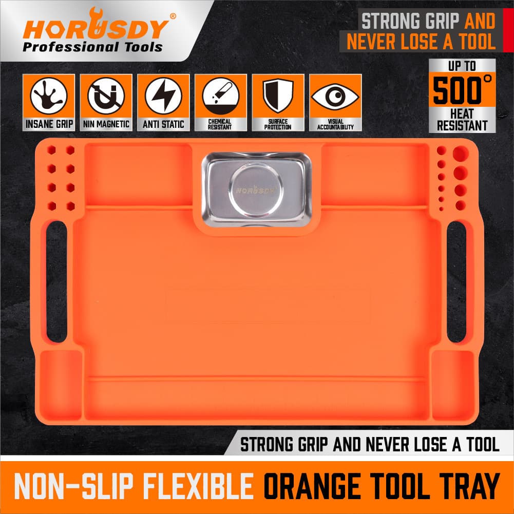 Cross-border Hot Amazon Bestseller Single Silicone Tool Tray with Stainless Steel Plate, Tool and Parts Organizer