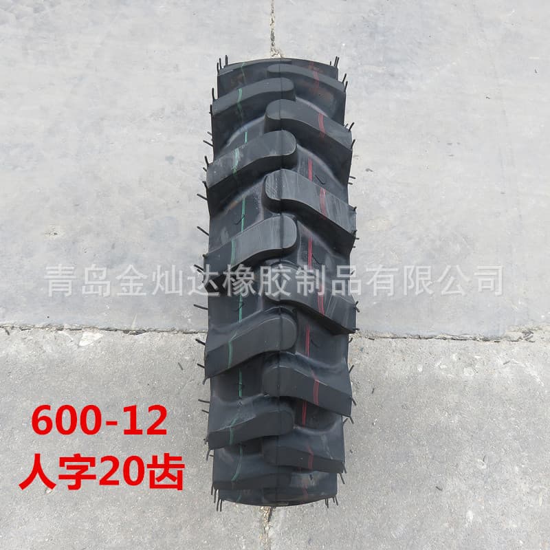 6.00-12 Tractor Tire with 20-Tooth Reinforced Herringbone Deep Tread, Wear-Resistant Package