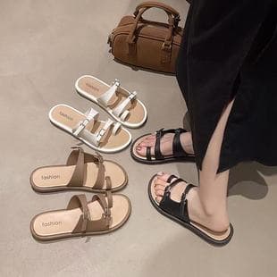 Casual Fashion Flat Slippers for Women Summer Outdoor Flip Flops Indoor Non-Slip Versatile Beach Slippers Women Cross-Border