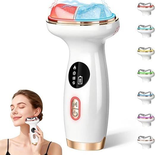 Cross-border Hot and Cold Neck Care Massager, Face and Neck Massager for Wrinkle Reduction, Home Use Beauty Device with Color Light Therapy