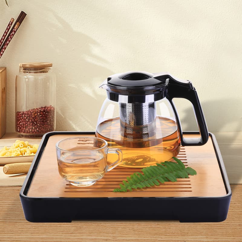 Sodium-calcium heat-resistant glass teapot, household/office kettle, tea set, stainless steel filter, flower teapot, high temperature resistant.