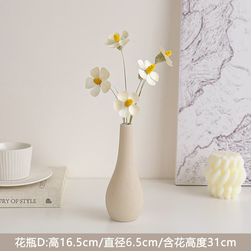 Wholesale Cream Style Decorative Vase Ornament for Living Room Bedroom TV Cabinet Dried Flower Table Decor Drop Shipping
