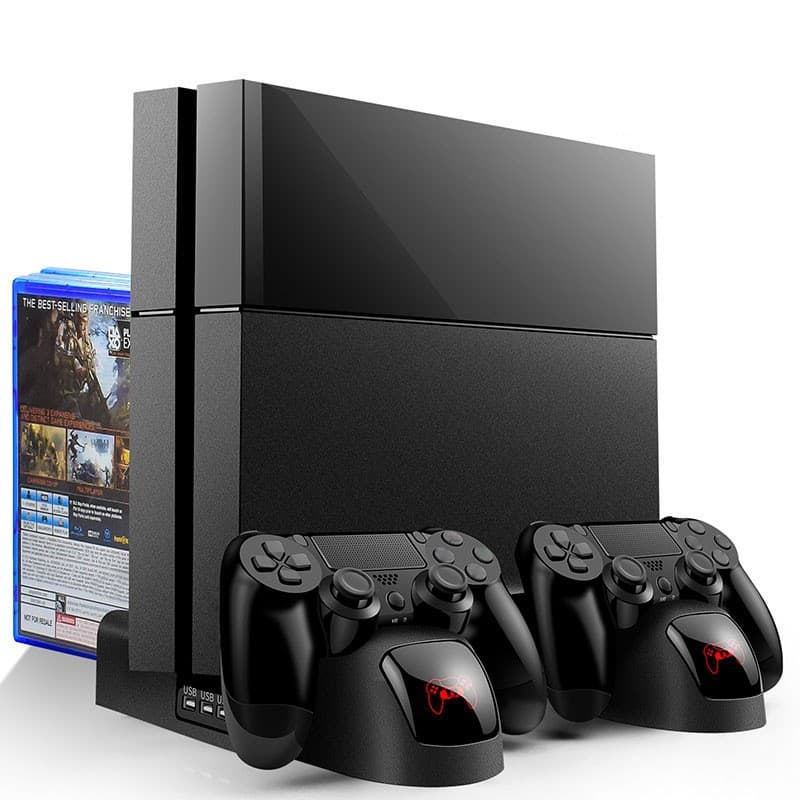 Compatible with PS4/SLIM/PRO Cooling Stand Bracket Fan, Charging Dock Disc Holder, 3-in-1 Charging Base, Dual Charger