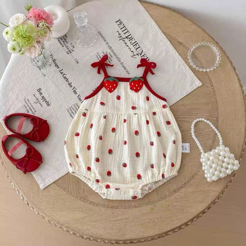 Baby Summer Newborn Clothes Fashionable Girls' Bodysuit One-Month-Old Hah Suit Thin Summer Bodysuit Cotton