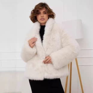 White Fluffy Faux Fur Cross-border European-American Style Eco-friendly Fur Fall Winter 2025 New Fashion Casual Jacket