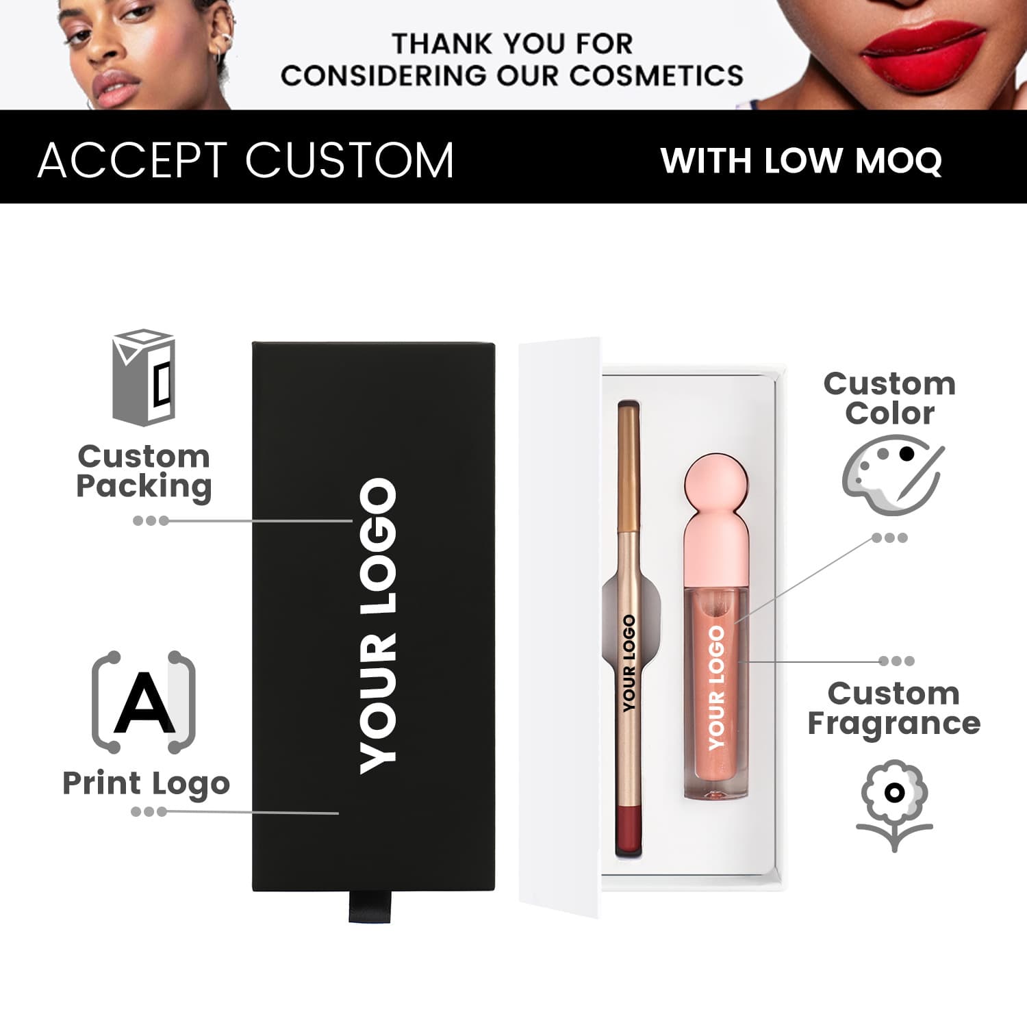 12-color Long-lasting Lip Liner 65-color Matte Lip Gloss Set Box No Logo Cross-border OEM Custom Lip Gloss