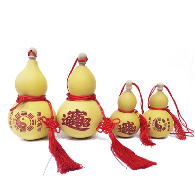 Baoyuan Open Gourd Car Charms with Chinese Knot, Various Sizes Wine Gourds for Home Craft Decor