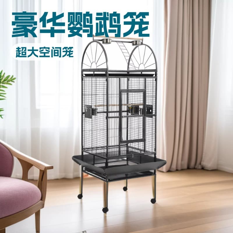 Factory Wholesale Luxury Large Parrot Cage Breeding Cage Anti-Splash Parrot Cage with Interactive Stand Parrot Bird Cage
