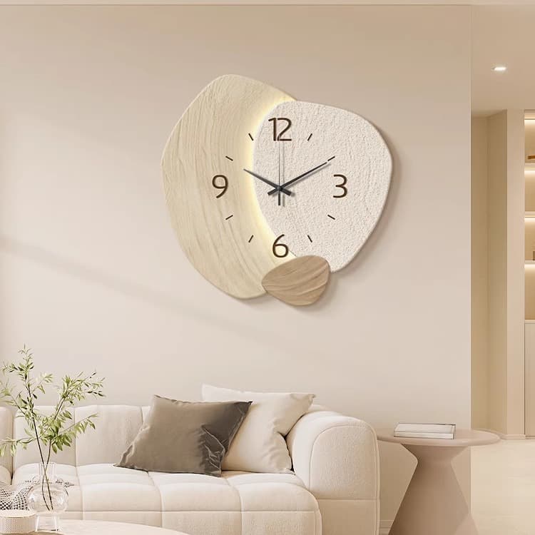 Cream style clock wall hanging living room decorative painting stone to run restaurant high-end wall clock creative clock wall mural