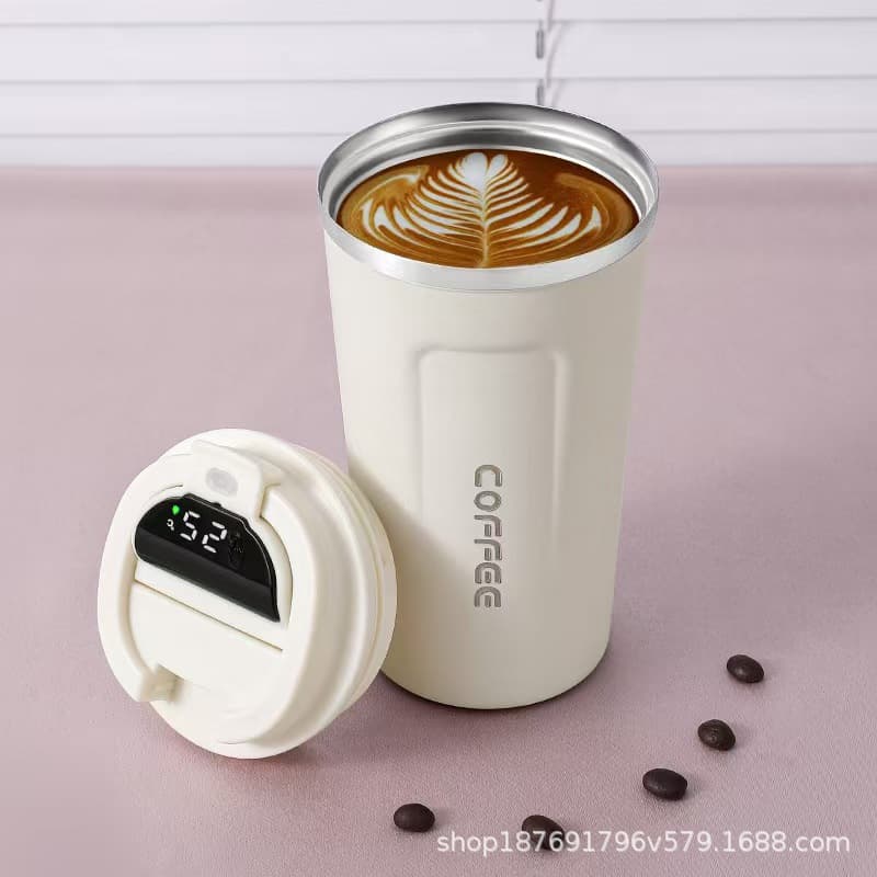 Cross-border 304 Stainless Steel Embossed Coffee Cup Portable Insulated Mug Creative Simple Car Cup Large Capacity