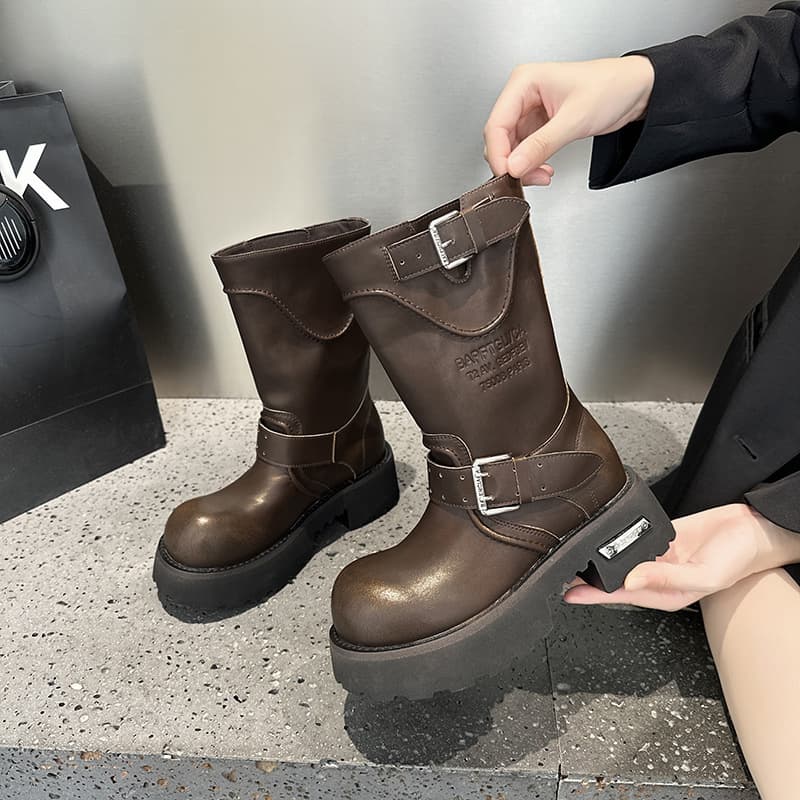 2025 New Autumn Brown Over-the-Knee Boots Women's New Fall Winter Genuine Leather Western Cowboy Boots Tall Boots