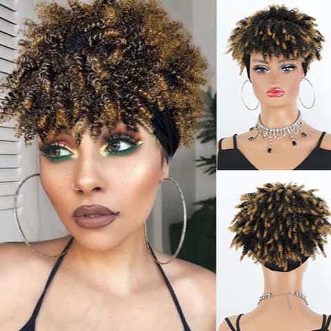 2025 European and American African Hairband Small Curly Hair Wig Afro Synthetic Fiber Headband Wig Wholesale from Manufacturer