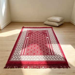 Approx. 2cm Thick Chenille 3D Jacquard Prayer Mat, Same-Color Twisted Rope Tassel Floor Mat, High-Rebound Cushion Prayer Mat