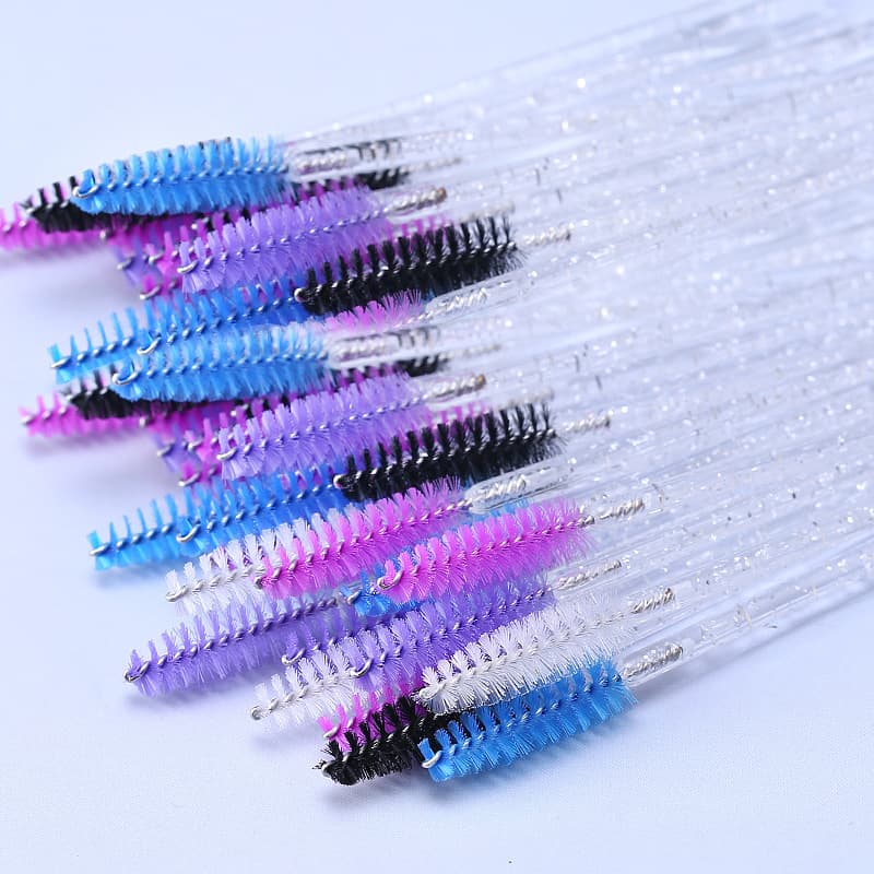 Cross-border Hot Sale Crystal Acrylic Eyelash Brush Multicolor Nylon Solid Eyelash Roll Eyebrow Brush Beauty Tools