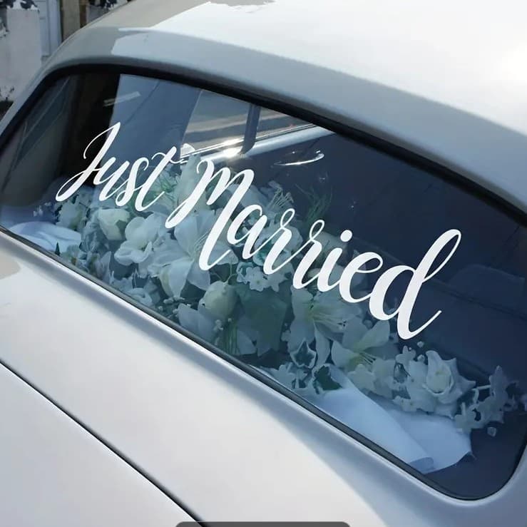 Just Married Vinyl Glossy Car Sticker Waterproof Decorative Sticker AYX09