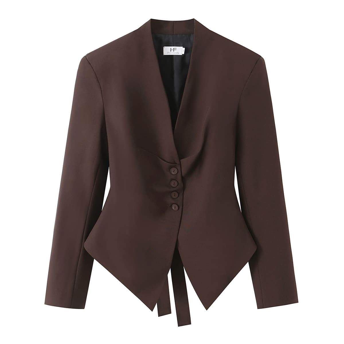 Pb&Za Women's Clothing 2026 Summer New Style Elegant Single-Breasted Chest Ruched Unbuttoned Long-Sleeved Blazer