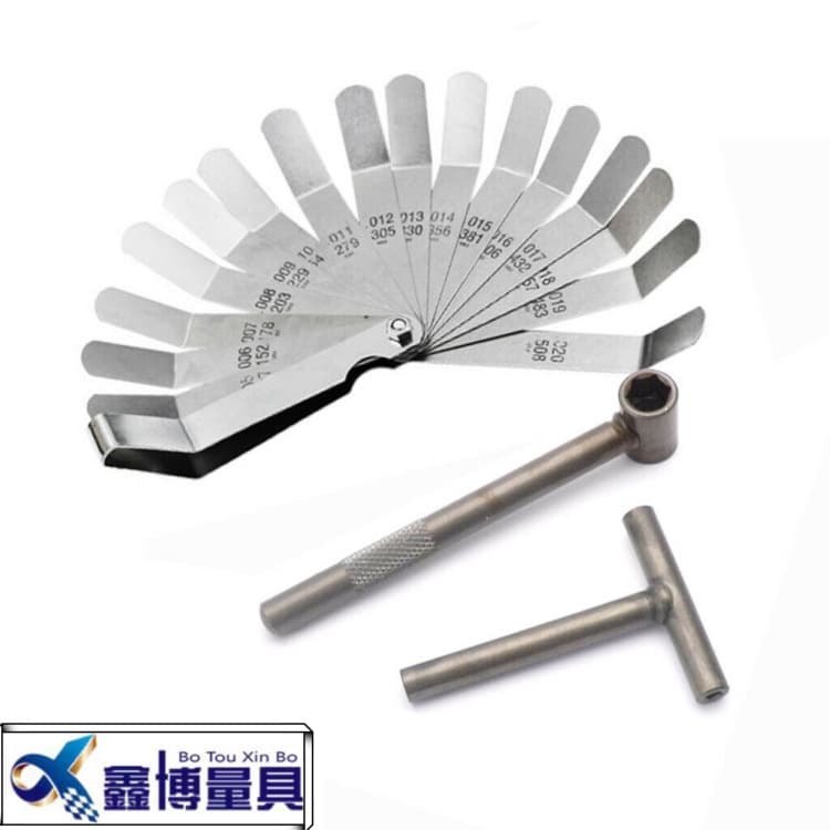 3-Piece T-Wrench Set with Gap Adjustment Feeler Gauge and Valve Screw Adjustment Wrench for Motorcycles