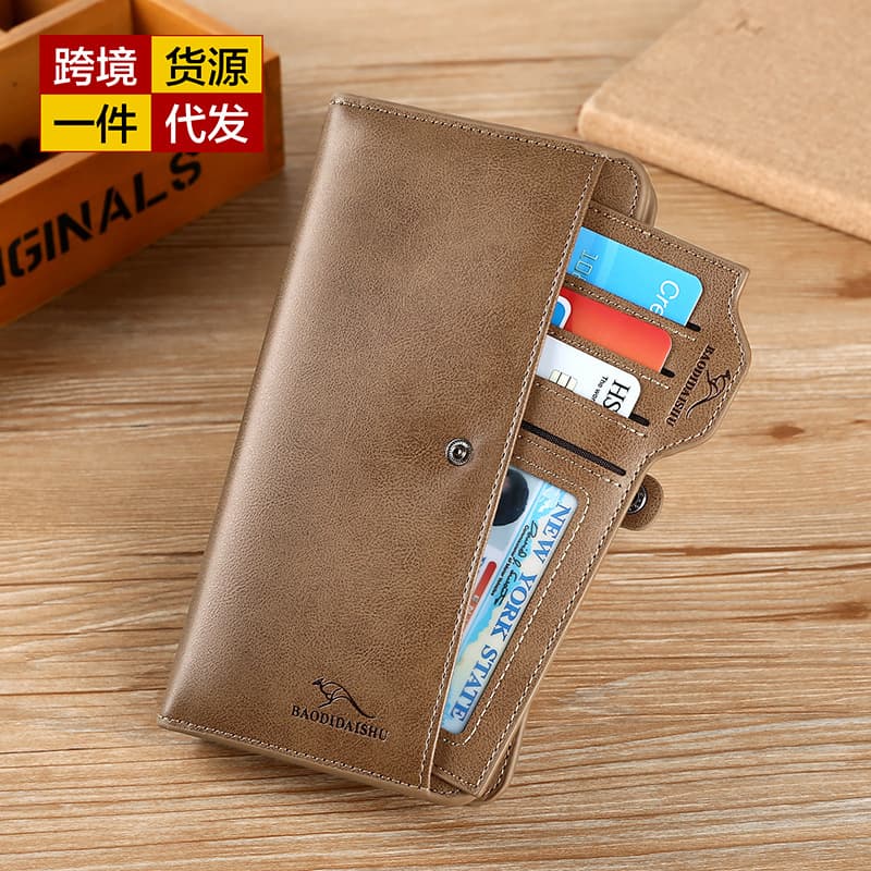 Kadi Kangaroo Wallet Men's Leather Wallet Long Men Wallet Handbag Large Capacity Q002 Cross-Border Trade