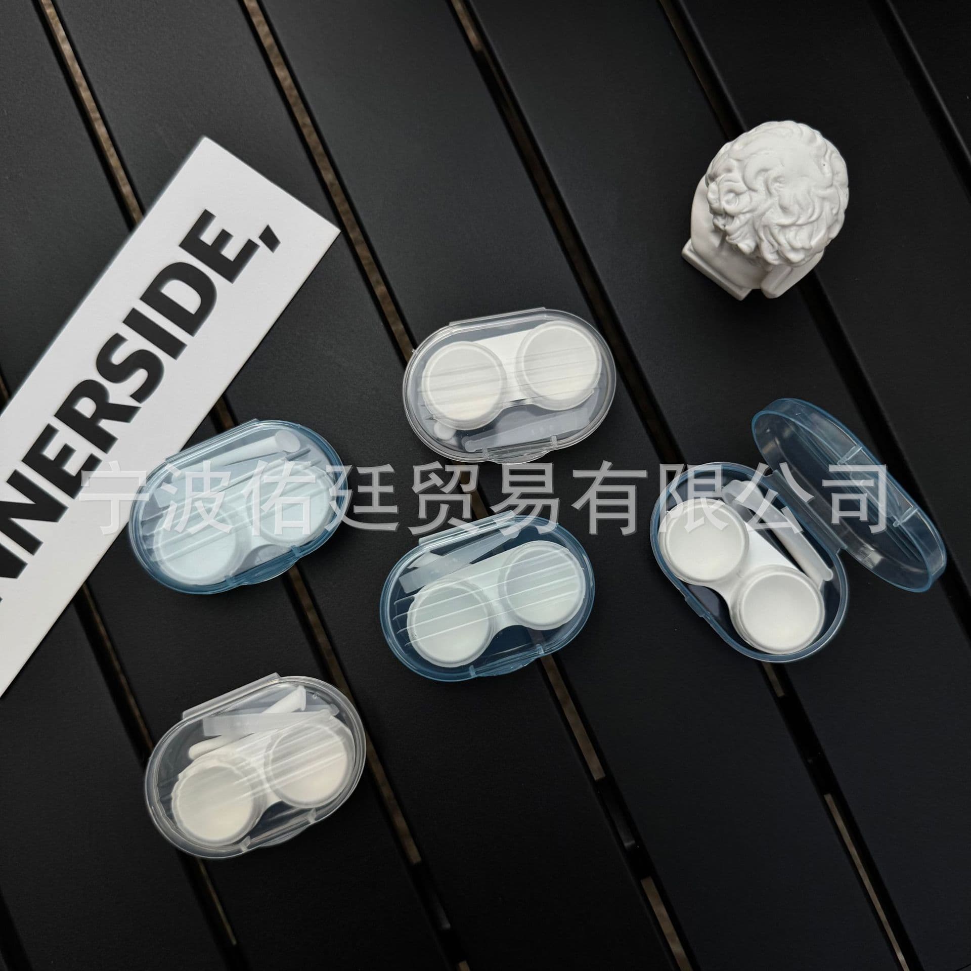 Ins-style Solid Color Transparent Contact Lens Storage Case, Portable Travel Lens Companion Double Case, Compact and Simple