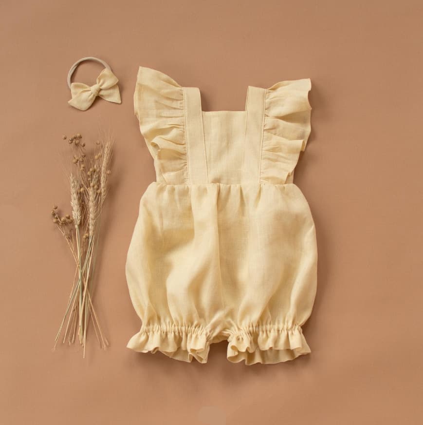2024 Summer Baby Girl Cotton Linen Romper Suspender Jumpsuit Infant Romper Crawling Suit