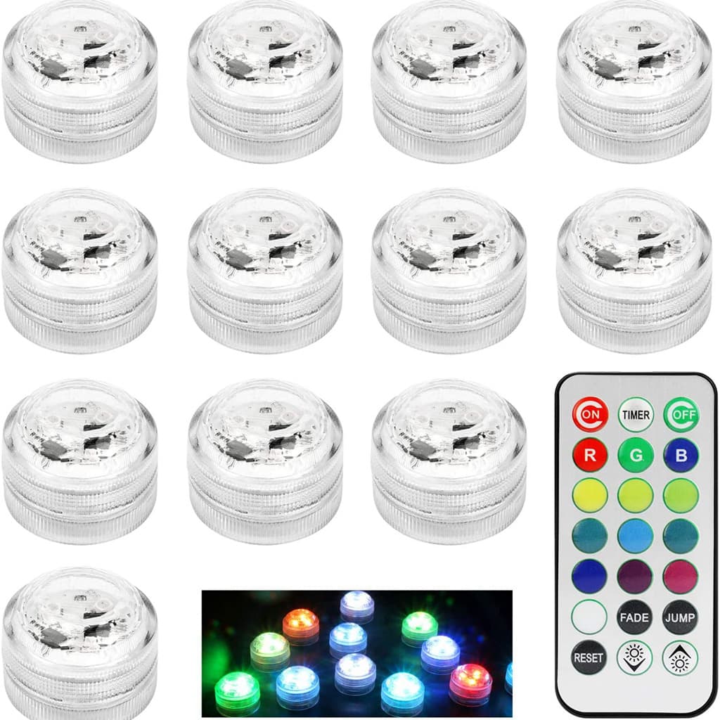 Cross-border 3CM Submersible LED Light with Multicolor Remote and Diamond Knob, Timer Glowing Pool Decorative Color Light Vase Lamp