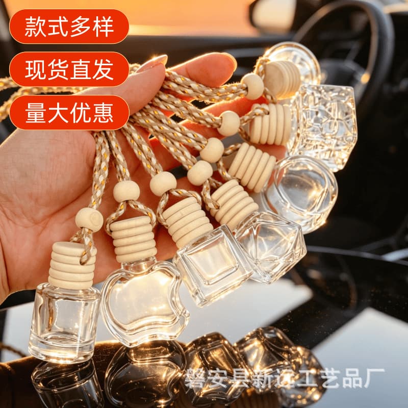 Car Perfume Bottle Empty Refillable Creative Car Hanging Scent Diffuser Pendant Hanging Essential Oil Ornament
