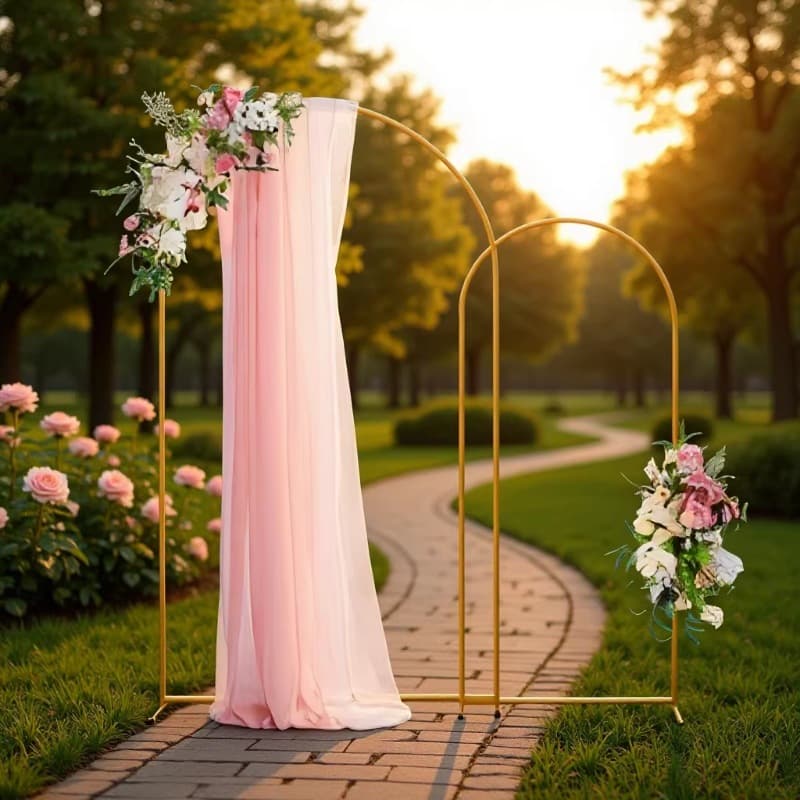 Metal Balloon Arch Stand, Arc-Shaped Wedding Fabric Cover, Wrought Iron Frame, Bouquet Decoration, Half-Moon Arch