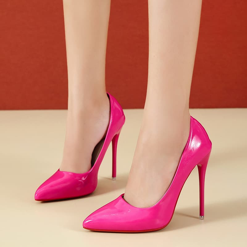 2025 Export Large Size Spring Stiletto Heels Patent Leather Pointed Toe Women's Shoes Large Size 40-45 Export Cross-border
