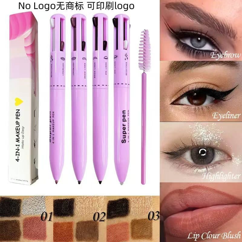 4-in-1 Makeup Pen 4-in-1 Beauty Pen 4-Color Lip Liner Highlighter Eyeliner Eyebrow Pencil 4in1 Makeup Pen