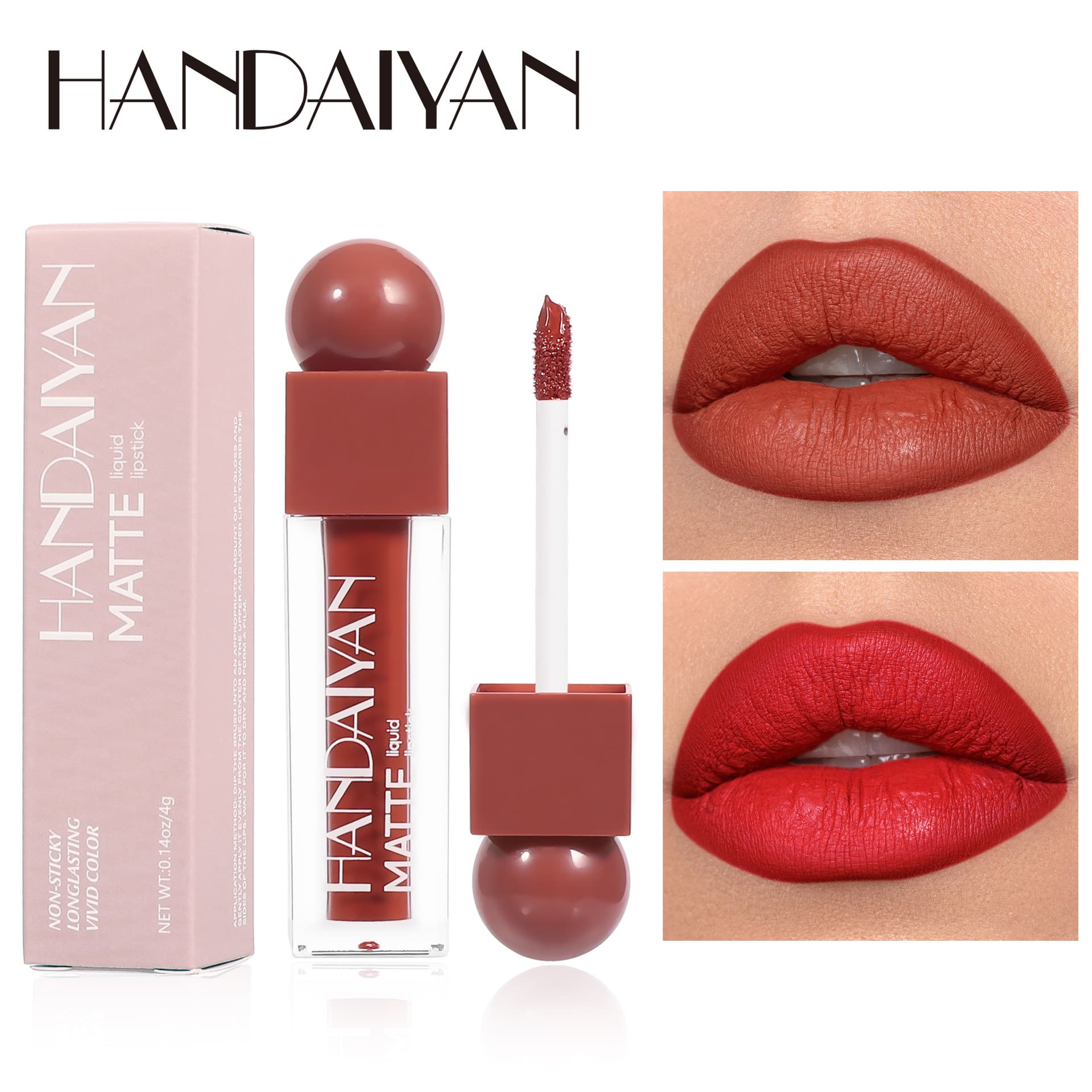 Cross-border Matte Square Tube Liquid Lipstick Waterproof Non-stick Cup Non-fading Handaiyan Lip Gloss Cosmetics Wholesale