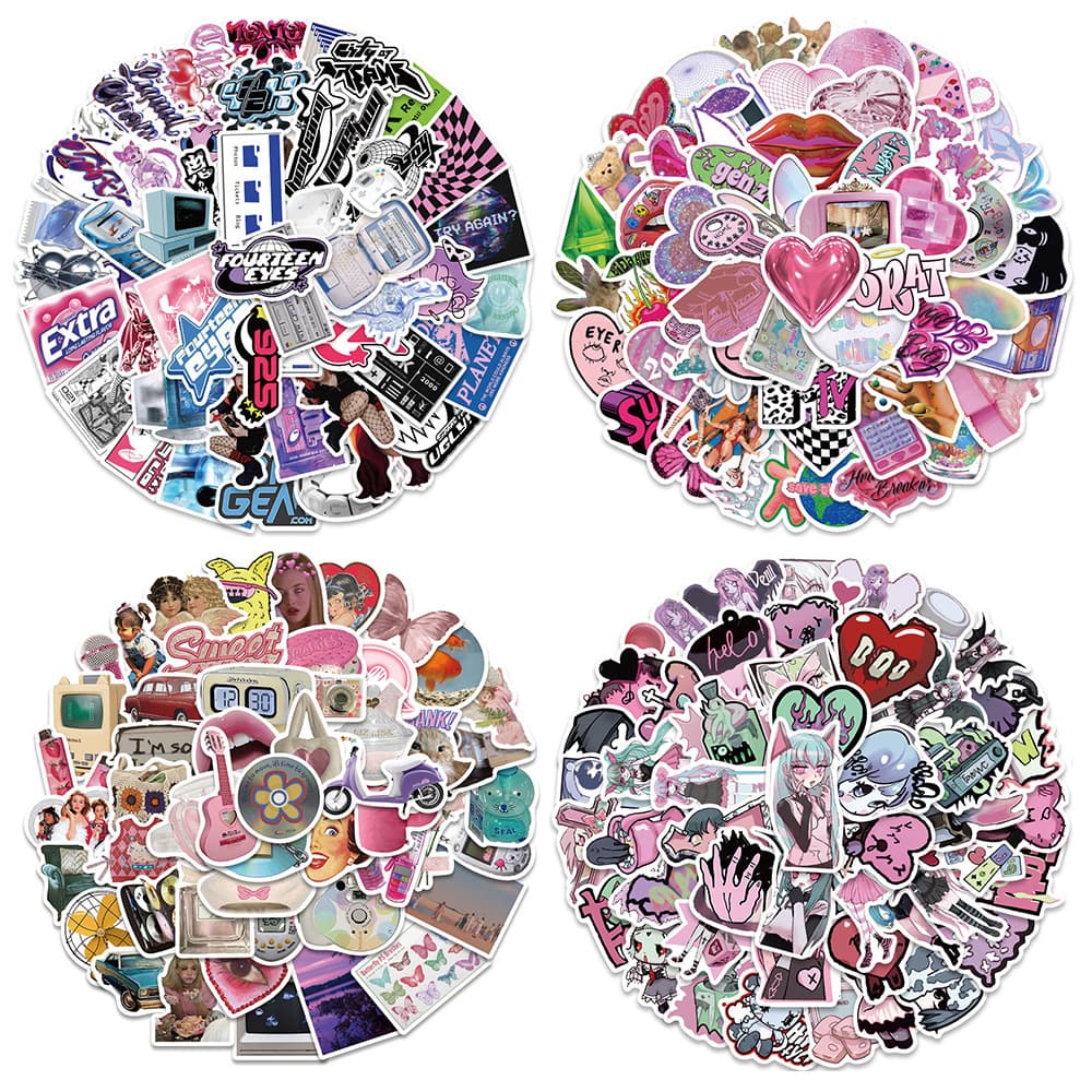 Vintage Y2K Cute Cool Style Women's Stickers Kawaii Graffiti Design Suitable For Luggage Computer Mobile Phone